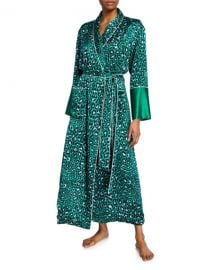 Capability Danger Leopard-Print Long Silk Robe at Neiman Marcus